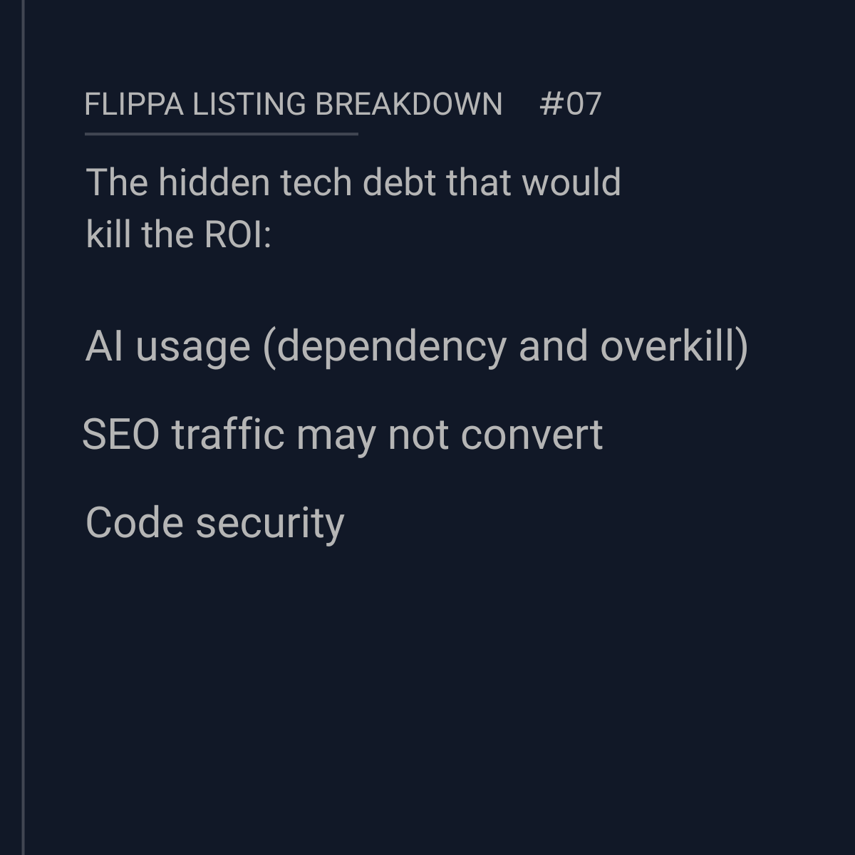 key metrics and tech debt